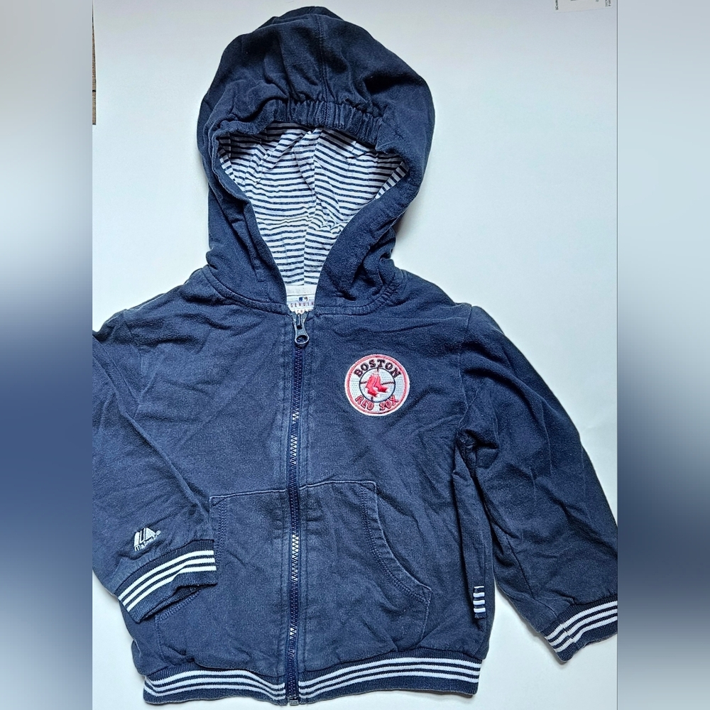 4T, Vintage, Majestic, Boston Red Sox Full Zip Embroidered Hooded Sweatshirt